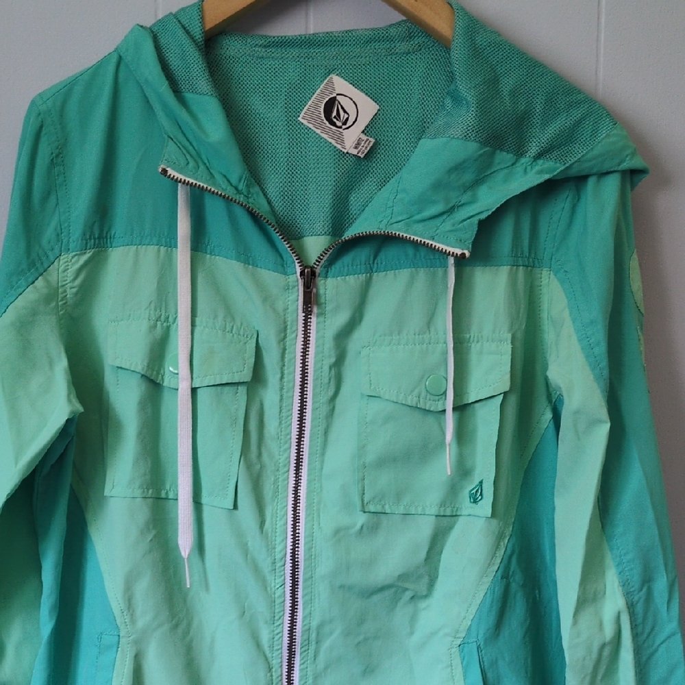 Volcom Green Utility Jacket Lightweight Hooded Coat